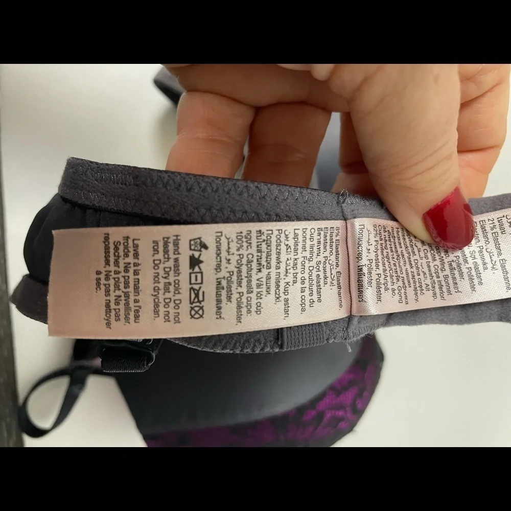 La Senza Lacey Grey, Black and Oink Push Up Bra size A36 - Picture 6 of 10